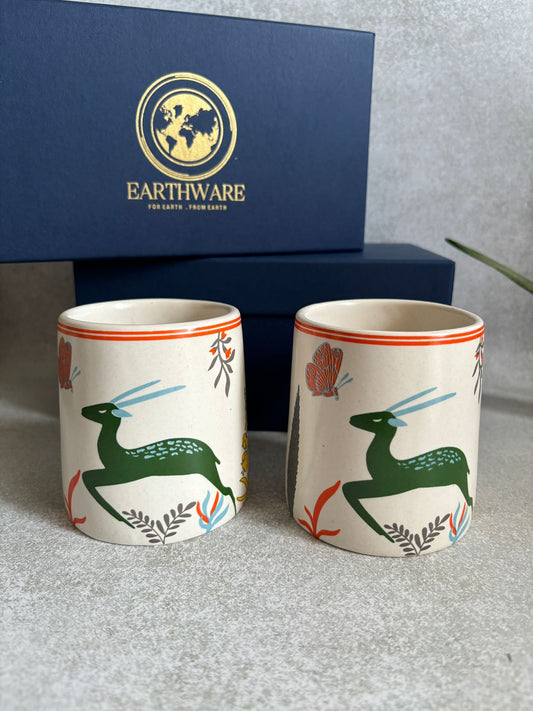 Hand Painted Deer Cups In Multi Color